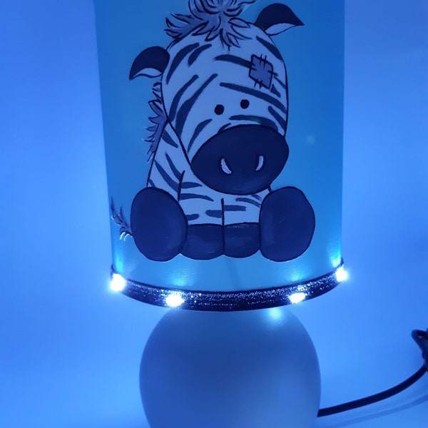 Lampe de chevet Creacat peint main zèbre ruban led