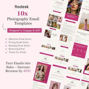 Email Templates for Photographers | Flodesk Ready Newsletter, Welcome, Booking & Nurturing Email Series | Customizable Email Bundle
