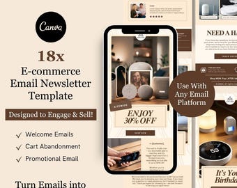 E-commerce e-mailmarketing nieuwsbrief canva sjabloonbundel voor Klaviyo Mailchimp | Domotica