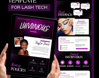 Black & Purple Lash Tech Acuity Scheduling Template | Editable Canva Booking Site Template