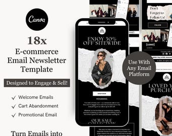 Pacote de modelos Canva para newsletter de e-mail marketing para Klaviyo, Mailchimp e Flodesk | Moda