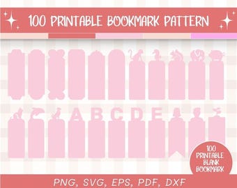 Printable Blank Bookmark template | Bookmark svg bundle | Circut Bookmark patterns | Clipart