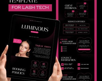 Pink & Black 2 Lash Tech Acuity Scheduling Template | Editable Canva Booking Site Template