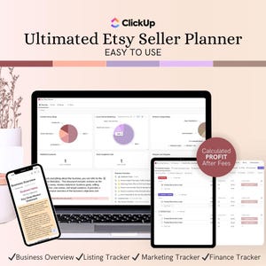 Etsy Shop Planner Clickup Template | Etsy Shop Planner | Etsy sales tracker | Etsy expense tracker Clickup Template for beginner