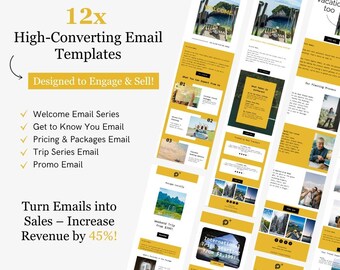 Flodesk Travel Agency Email Template Bundle | Email Marketing Template for Travel Agent | Yellow White