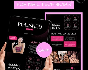 Nail Tech Acuity Scheduling Template| Pink & Black Editable Canva Booking Site Template for Hair Lash Nail Brands