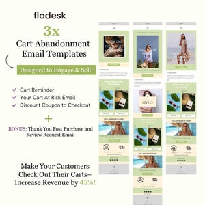 Flodesk メール マーケティング テンプレート | Flodesk ミニマリスト カート放棄メール シリーズ | コンバージョン率の高いメール テンプレート | グリーン イエロー