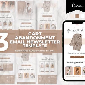 Klaviyo Mailchimp 用の編集可能な持続可能なファッション カート放棄メール テンプレート、中小企業経営者向けの E コマース ニュースレター テンプレート