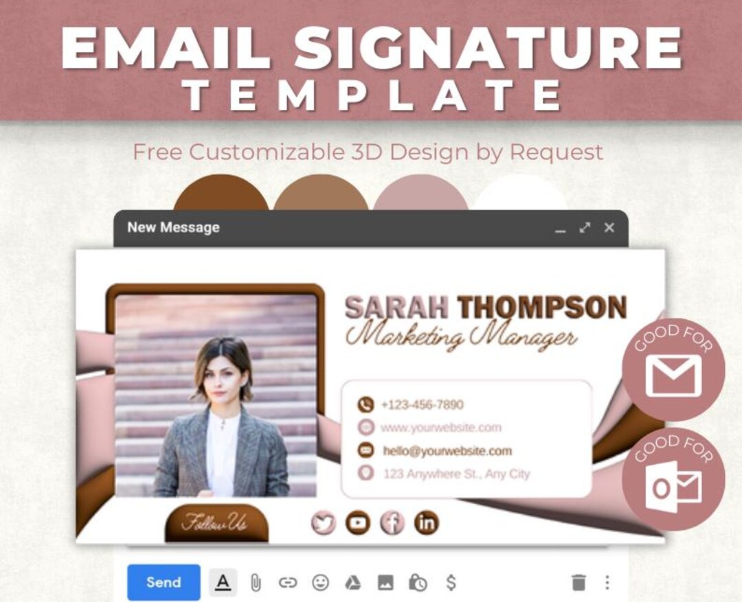 Editable Professional Email Signature Template for Gmail and Outlook ...