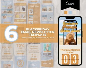 Editable Pastel Black Friday Canva Email Template for Klaviyo Mailchimp, E-commerce Newsletter Template Bundle  for Small Business Owners