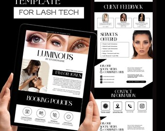 Black & White Lash Tech Acuity Scheduling Template | Editable Canva Booking Site Template