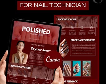 Nail Tech Acuity Scheduling Template| Red Editable Canva Booking Site Template for Hair Lash Nail Brands