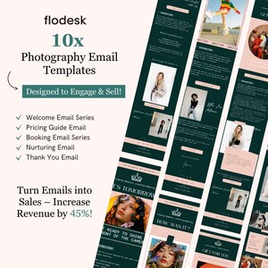 Email Templates for Photographers | Flodesk Ready Newsletter, Welcome, Booking & Nurturing Email Series | Customizable Email Bundle