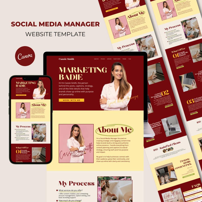 Editable Retro Canva Website Template for Coaches SMM UGC Content ...