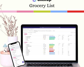 Grocery List Clickup Template for Meal Planning | Digital Mobile Friendly Grocery List | Grocery Planner | Shopping List