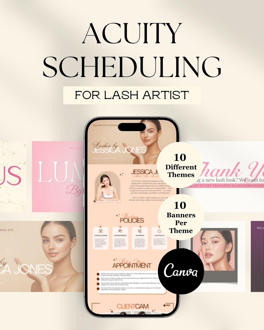 Lash Tech Acuity Scheduling Canva Template for Booking Appointment ...
