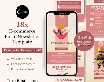 E-commerce Email Marketing Newsletter Canva Template Bundle for Klaviyo Mailchimp and Flodesk | Tools and Replacement Kit
