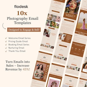 Email Templates for Photographers | Flodesk Ready Newsletter, Welcome, Booking & Nurturing Email Series | Customizable Email Bundle