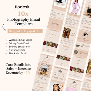 Email Templates for Photographers | Flodesk Ready Newsletter, Welcome, Booking & Nurturing Email Series | Customizable Email Bundle