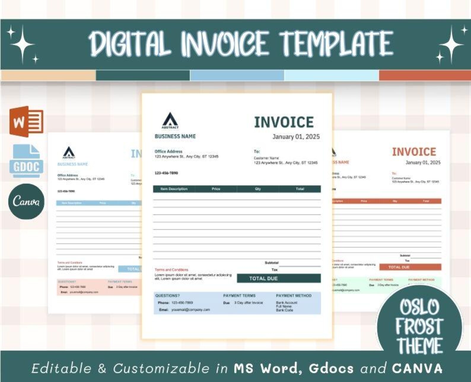 Simple Invoice Templates for Microsoft Word, Google Docs, and Canva ...