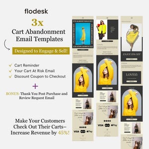 Flodesk メール マーケティング テンプレート | Flodesk ミニマリスト カート放棄メール シリーズ | コンバージョン率の高いメール テンプレート | ゴールド