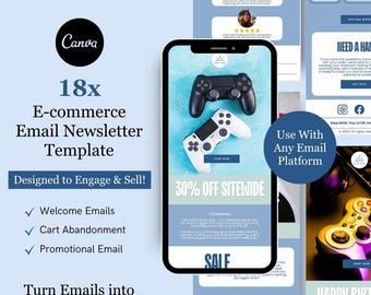 E-commerce e-mailmarketing nieuwsbrief canva sjabloonbundel voor Klaviyo Mailchimp | Consumentenelektronica