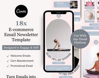 Pacote de modelos Canva para newsletter de e-mail marketing para Klaviyo, Mailchimp e Flodesk | Equipamentos Esportivos