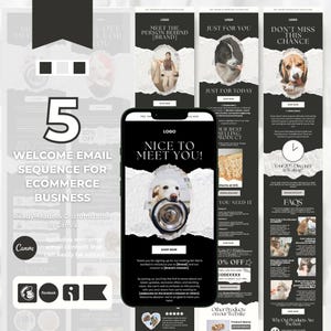 Customizable Canva Welcome Email Sequence Templates for Klaviyo Mailchimp and Flodesk|  High Converting Canva Email Series for Pet Store
