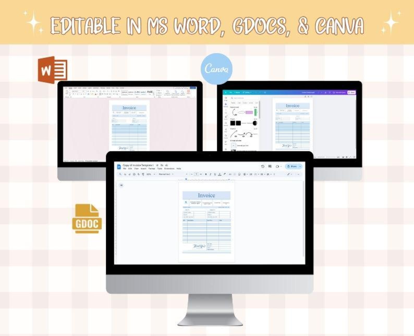 Simple Invoice Templates for Microsoft Word, Google Docs, and Canva ...