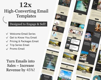 Flodesk Travel Agency Email Template Bundle | Email Marketing Template for Travel Agent | Dark Gray & Light Yellow