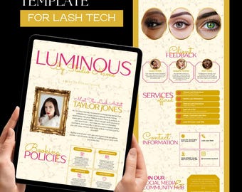 Pink & Gold Lash Tech Acuity Scheduling Template | Editable Canva Booking Site Template
