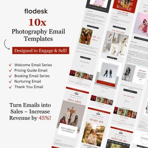 Email Templates for Photographers | Flodesk Ready Newsletter, Welcome, Booking & Nurturing Email Series | Customizable Email Bundle