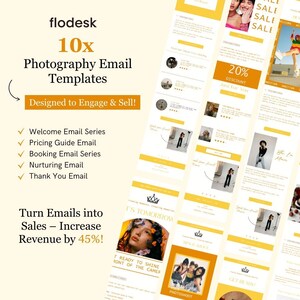 Email Templates for Photographers | Flodesk Ready Newsletter, Welcome, Booking & Nurturing Email Series | Customizable Email Bundle