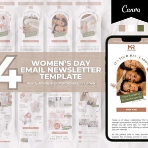Editable Bath and Body Women&#39;s Day Email Template for Klaviyo Mailchimp, E-commerce Newsletter Template Bundle for Small Business Owners