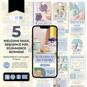 Customizable Canva Welcome Email Sequence Templates for Klaviyo Mailchimp and Flodesk|  High Converting Canva Email Series Templates| Baby
