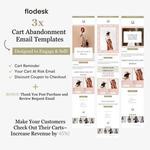 Flodesk メール マーケティング テンプレート | Flodesk ミニマリスト カート放棄メール シリーズ | コンバージョン率の高いメール テンプレート | グリーン ピンク