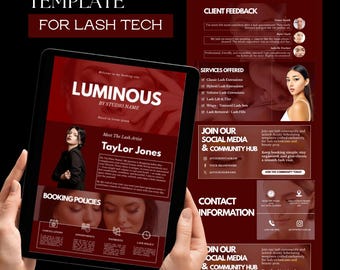 Red Lash Tech Acuity Scheduling Template | Editable Canva Booking Site Template