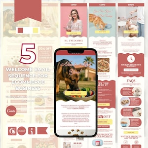 Customizable Canva Welcome Email Sequence Templates for Klaviyo Mailchimp and Flodesk|  High Converting Canva Email Series for Pet Store