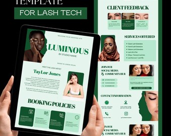 Green Lash Tech Acuity Scheduling Template | Editable Canva Booking Site Template