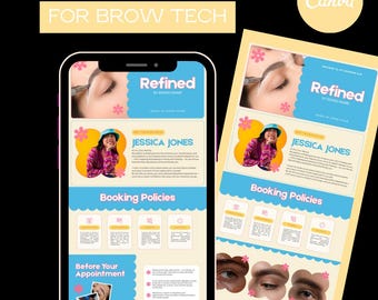 Pastel Brow Tech Acuity Scheduling Template for Beauty Business | Editable Canva Booking acuity site design