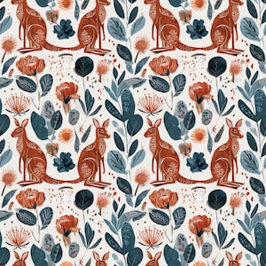 Lebendige Australische Tiere und einheimische Blumen | nahtloses digitales Papier | Kommerzielle Nutzung |