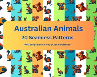 Australian Animals Seamless Digital Paper: Commercial Use