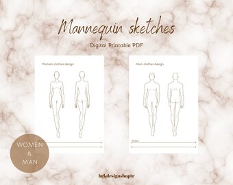 mannequin sketch,printable planner, sewing planner, fashion figure, digital sewing plan, A4 and US letter