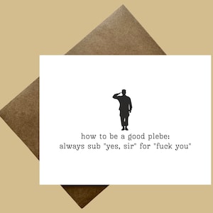 Tarjetas para Plebes / West Point / USMA / Tarjetas Divertidas de West Point / Tarjetas de Academia de Servicio / Plebes / Cadetes Militares / Humor