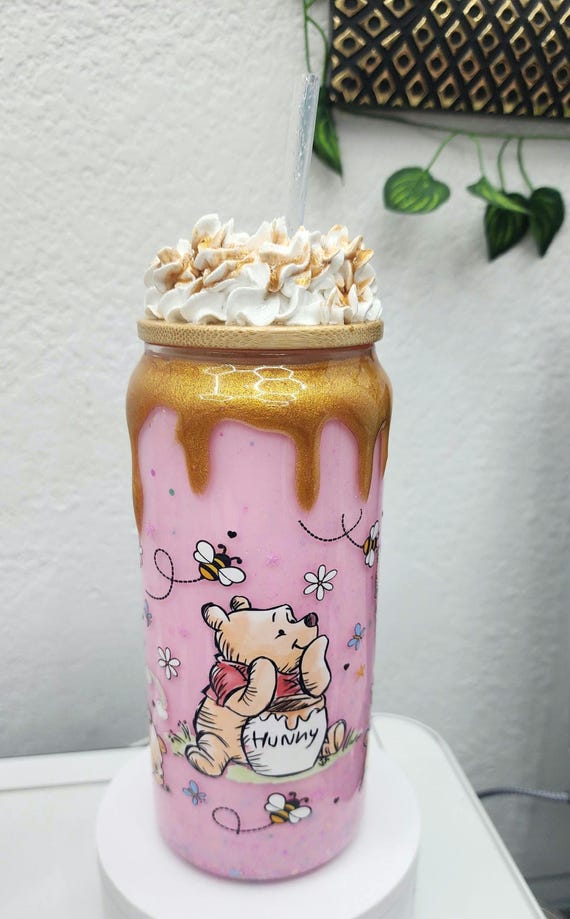 20 oz. Hunny drip winnie the pooh snowglobe cup only ICE drinks.
