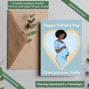 Carte imprimable futur père afro-américain, bientôt papa, futur papa enceinte, carte de fête des pères, papa prénatal, première fête des pères