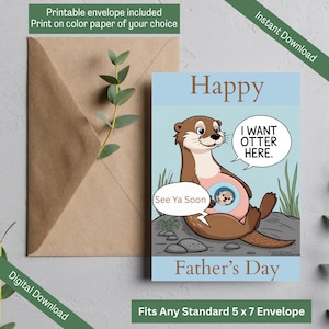 Carte imprimable du futur père loutre, bientôt papa, futur papa enceinte, carte de fête des pères, papa prénatal, première fête des pères,