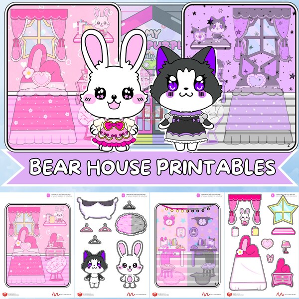 Printables Busy Book Bear Dollhouse, DIY Crafts, Montessori Toys, Daughter Gift, Quiet Book, Kids Activities, Gifts for Kids, Digital Print