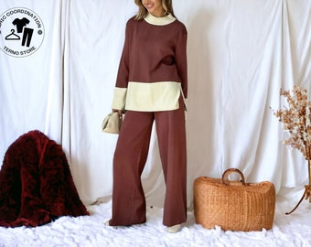 Set Lady's Loungewear | Slit Sweater | Top and Trouser | Home Wear Pajamas