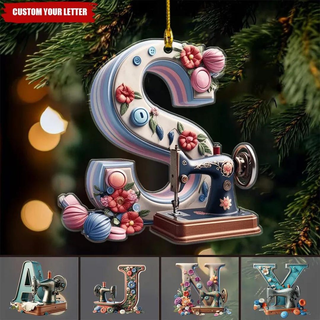 Sewing Machine Letters Floral Sewing Machine Letter Alphabet Shaped Custom Christmas Flag 2D ...